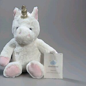 NWT Cloud Island Plush White Pink UNICORN Gold Horn Security Lovey Stuffed Toy
